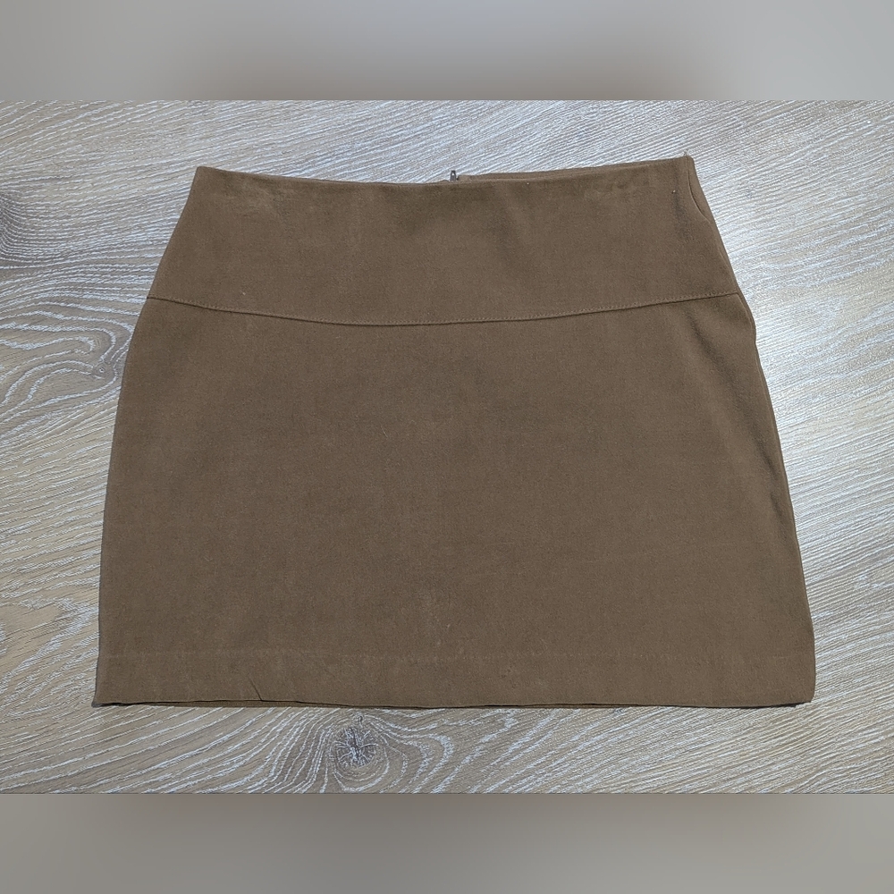 Vintage M Collection Women's Suede Mini Skirt Y2K Taupe Dark Academia